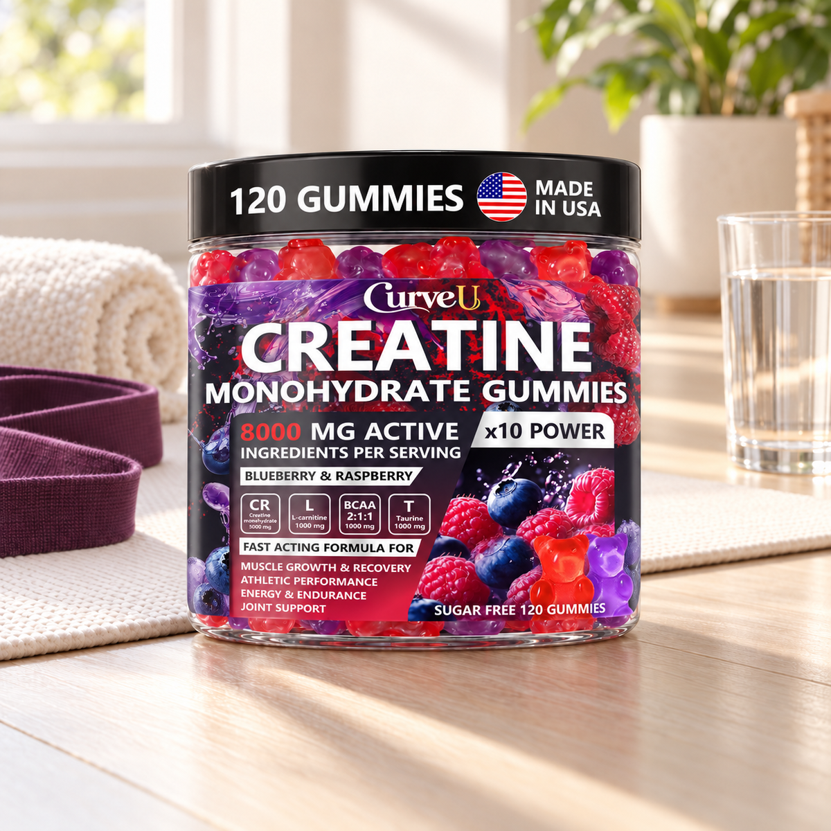 CurveU Creatine Gummies — matching original label in daily routine