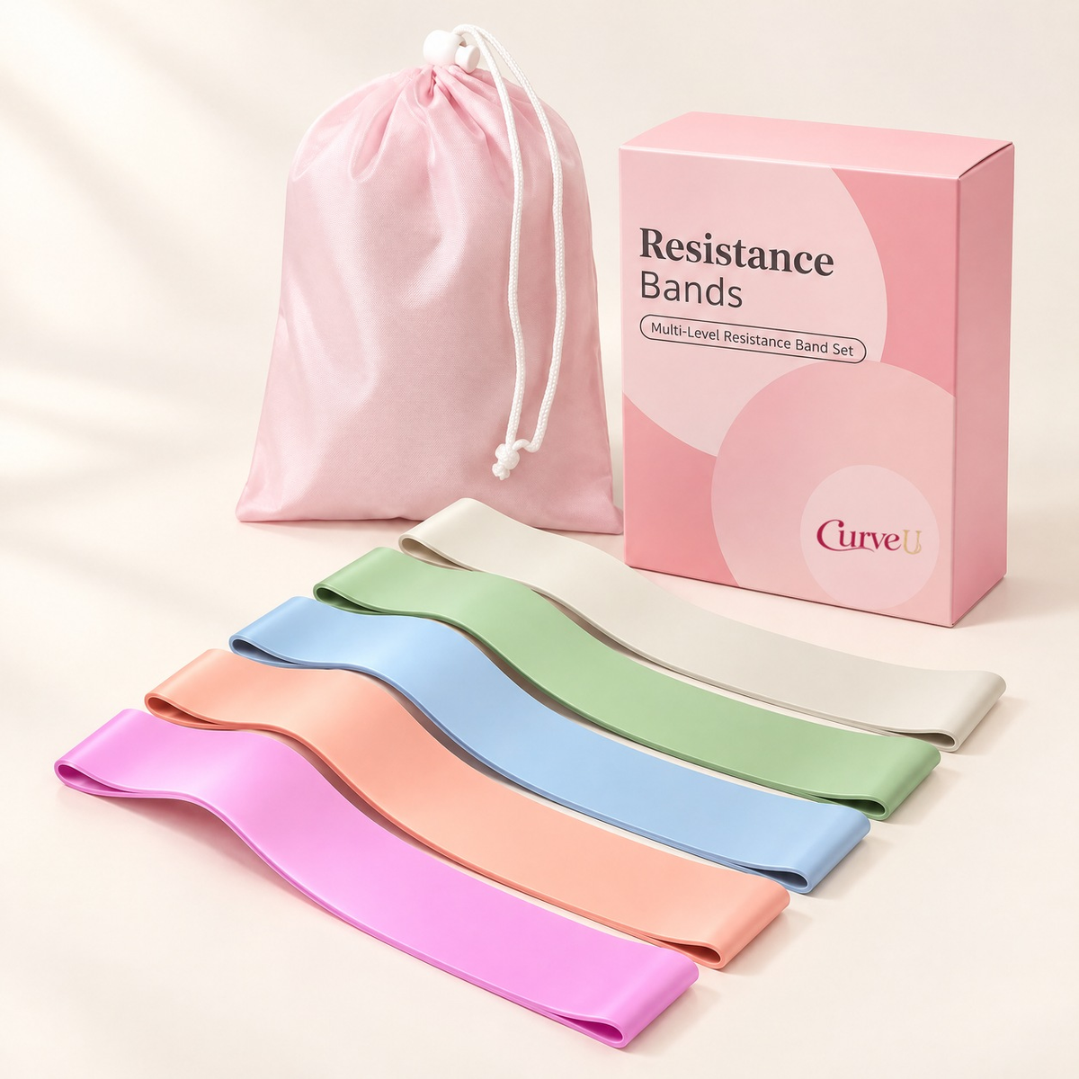 Booty Resistance Bands 5-band gift box with pouch and five resistance loop bands