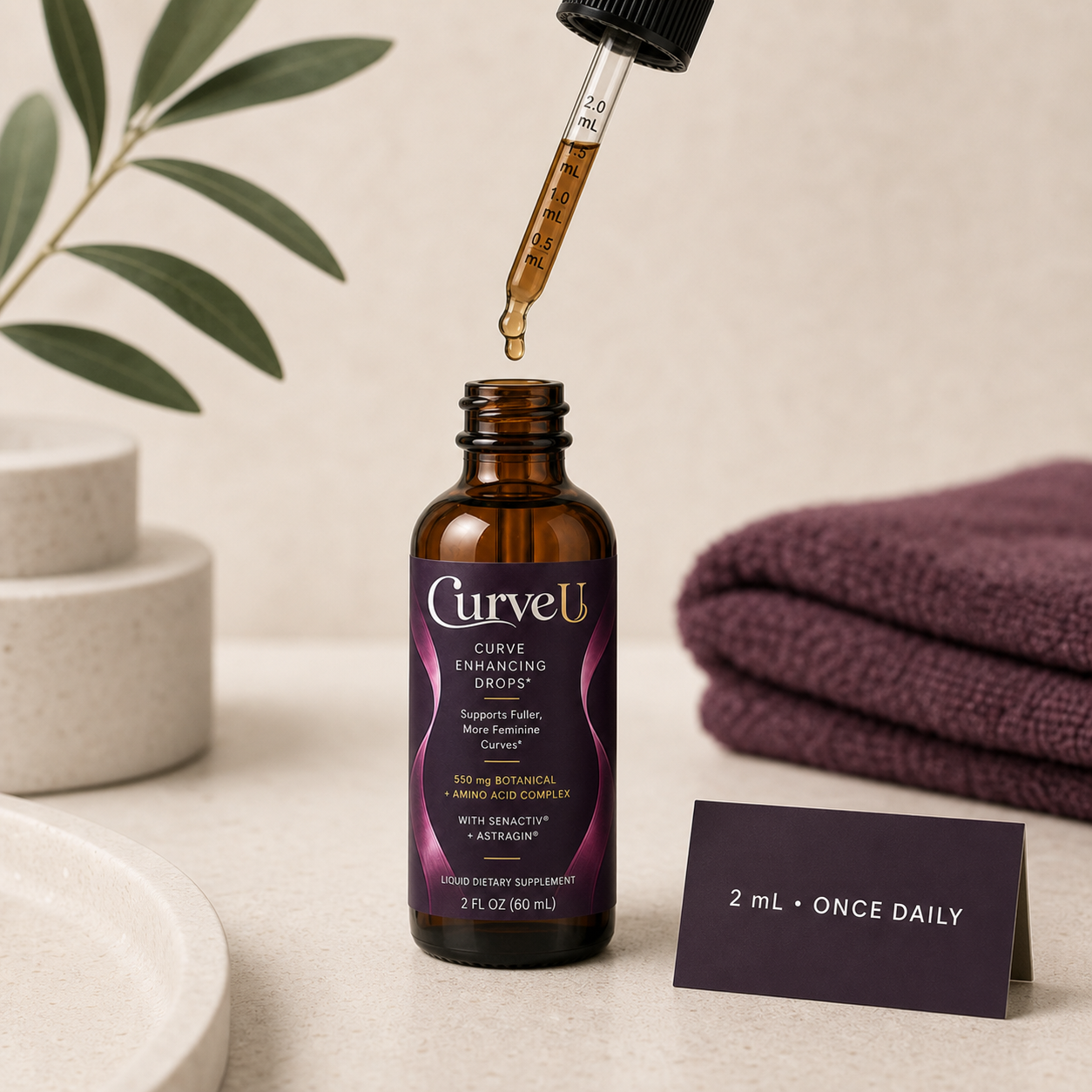 CurveU Curve Enhancing Drops 2 mL once daily routine